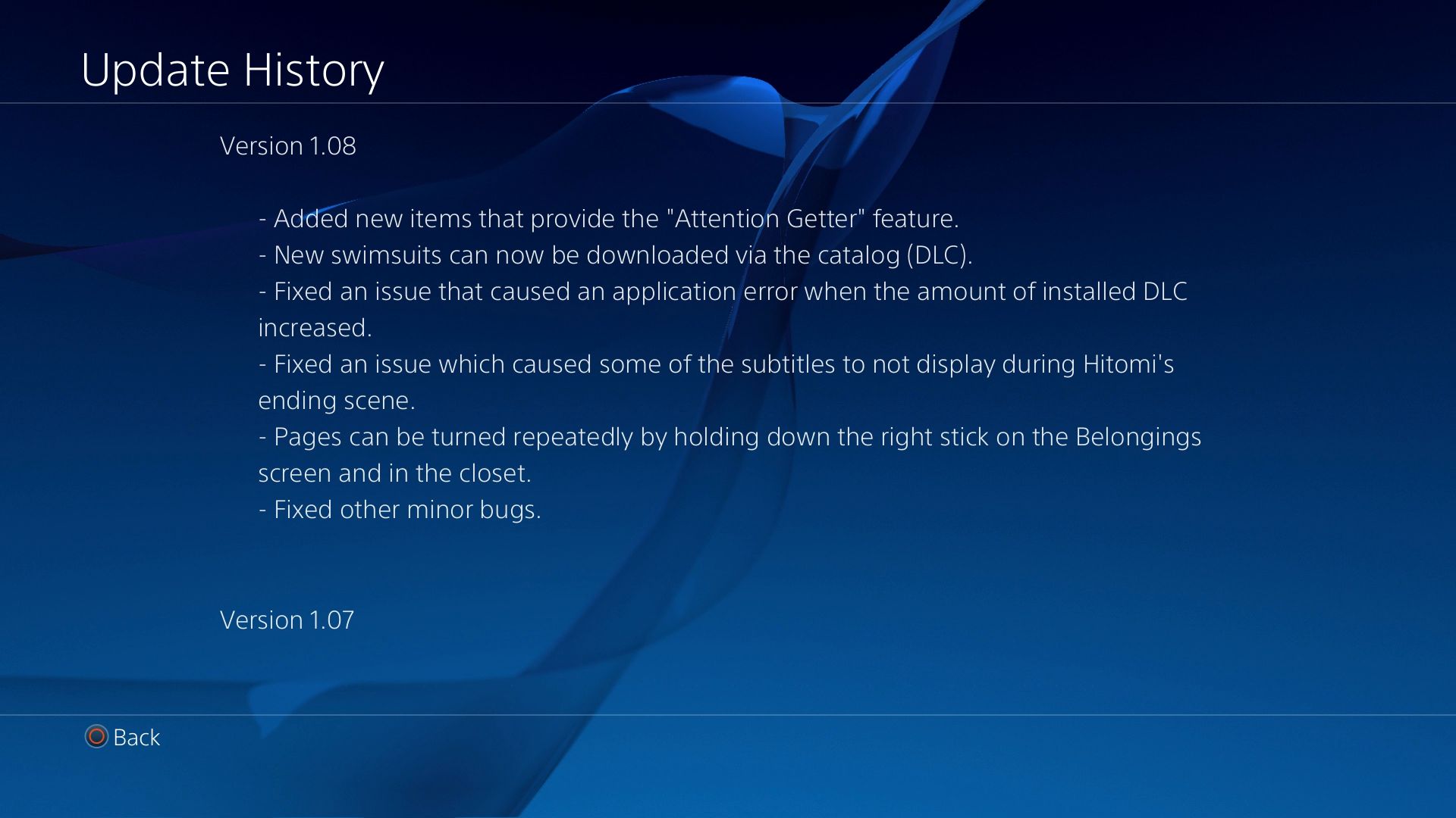 dead-or-alive-xtreme-3-update-history