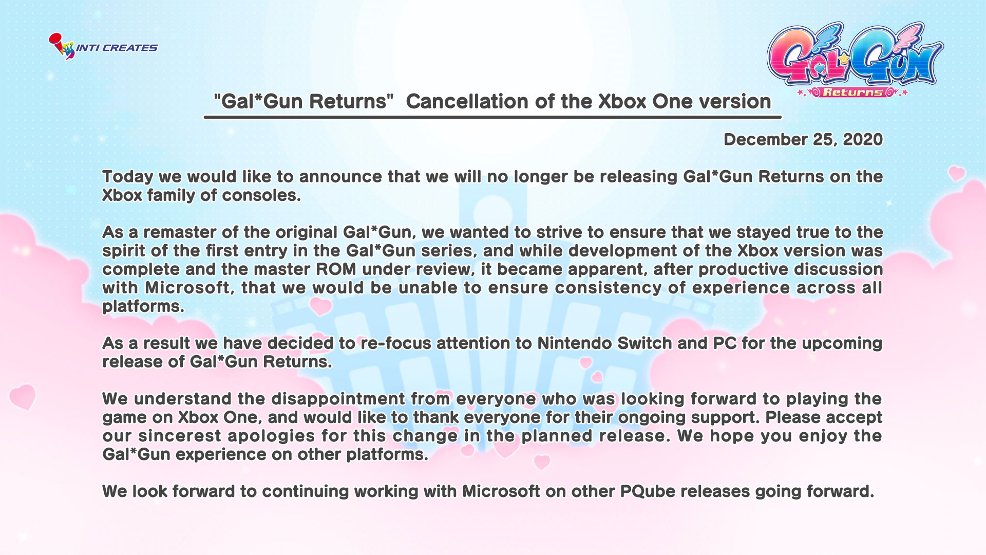 Gal*Gun Returns: cancellata la versione Xbox One