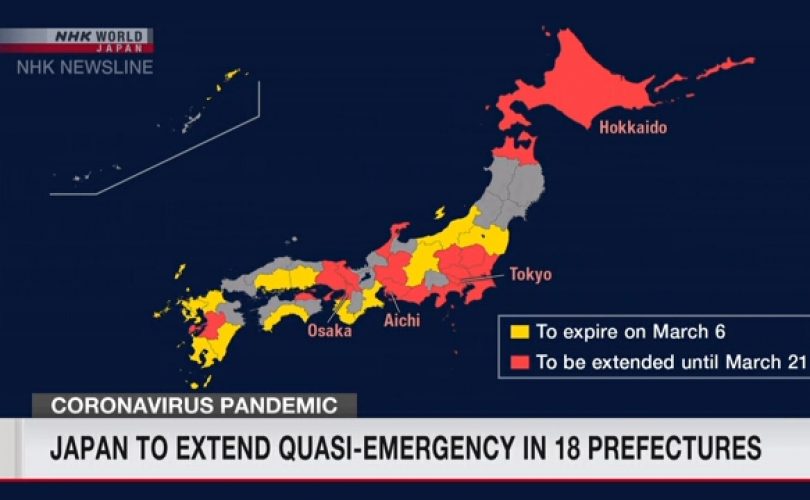 Giappone: il governo proroga lo stato d'emergenza parziale in 18 prefetture
