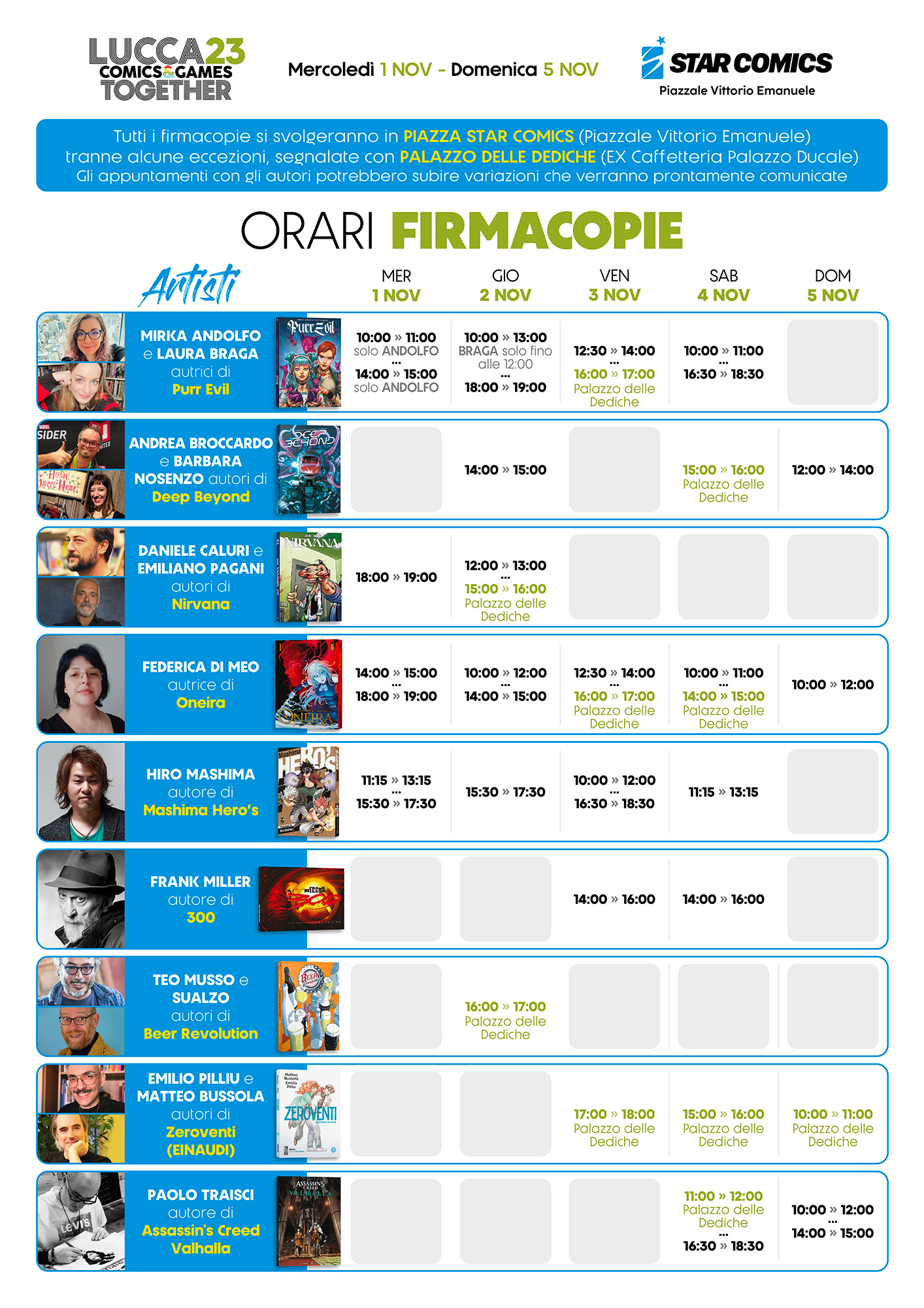 Firmacopie Star Comics al Lucca Comics & Games 2023: tutti gli appuntamenti
