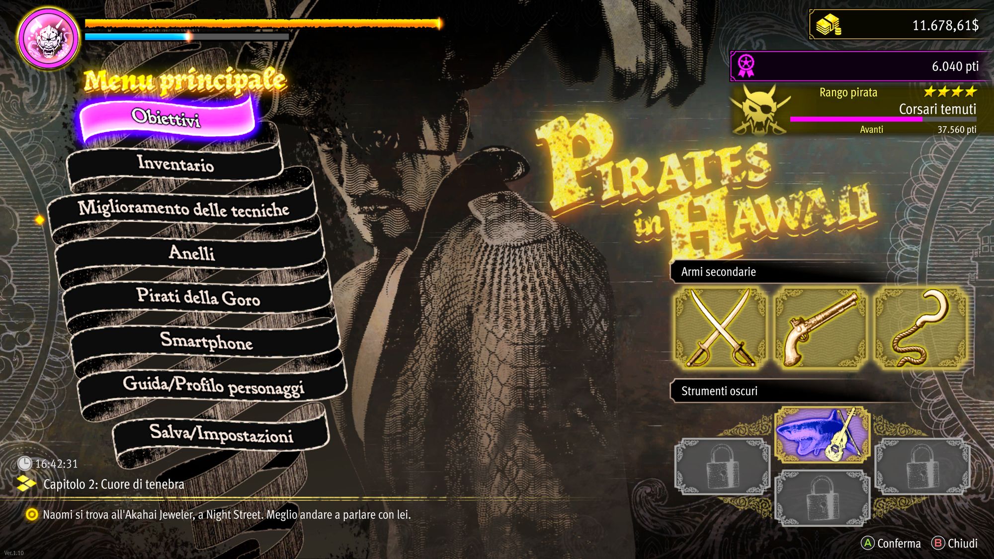 Like a Dragon: Pirate Yakuza in Hawaii – Menù